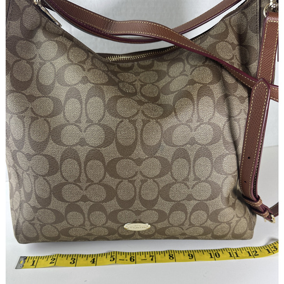 Coach Celeste Convertible Hobo Monogram Signature Coated Canvas Brn Shoulder Bag - Picture 16 of 16